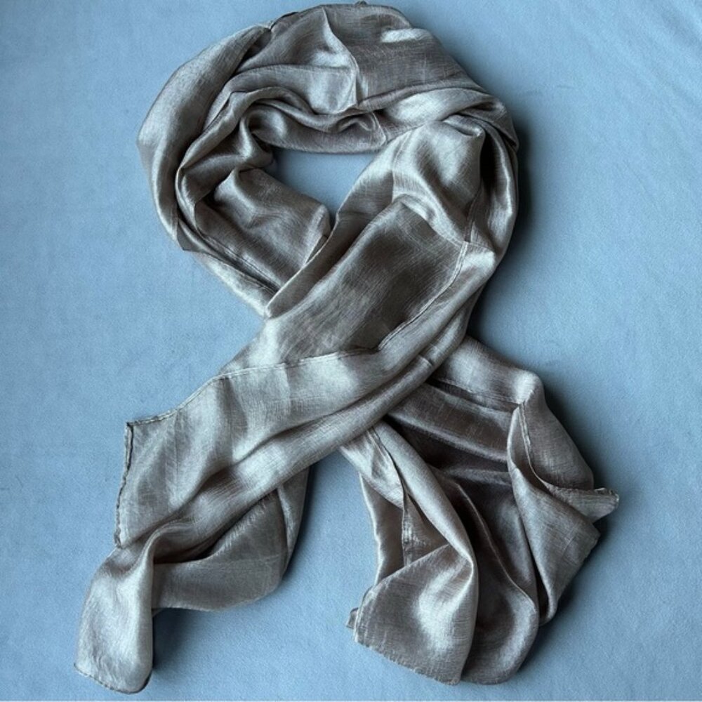 100% Silk Scarf ~ Bronze Shimmery Brown ~ Brand New